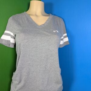 Victoria's Secret Gray V-Neck Tank with White Stripes